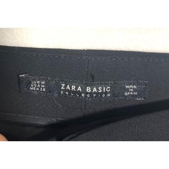 Zara Side Striped tapered cropped Trouser Pants blk sz M - Picture 6 of 6